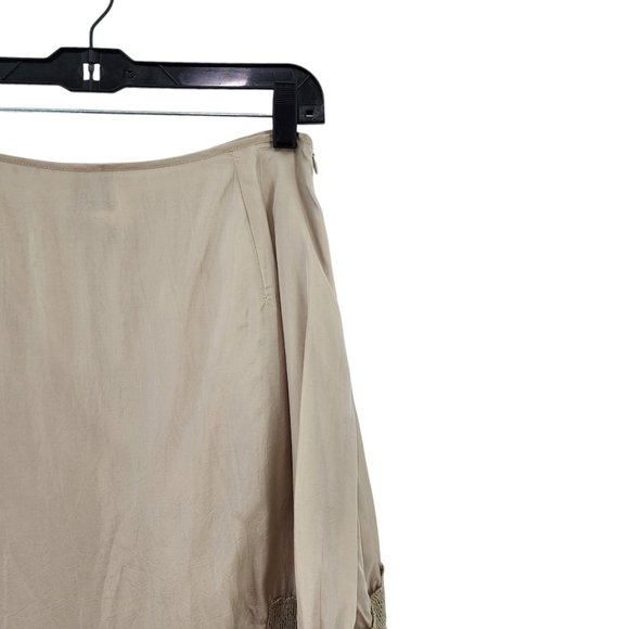 Lilith Women's Cupro Lace Applique Midi Skirt Tan Large - Picture 2 of 7